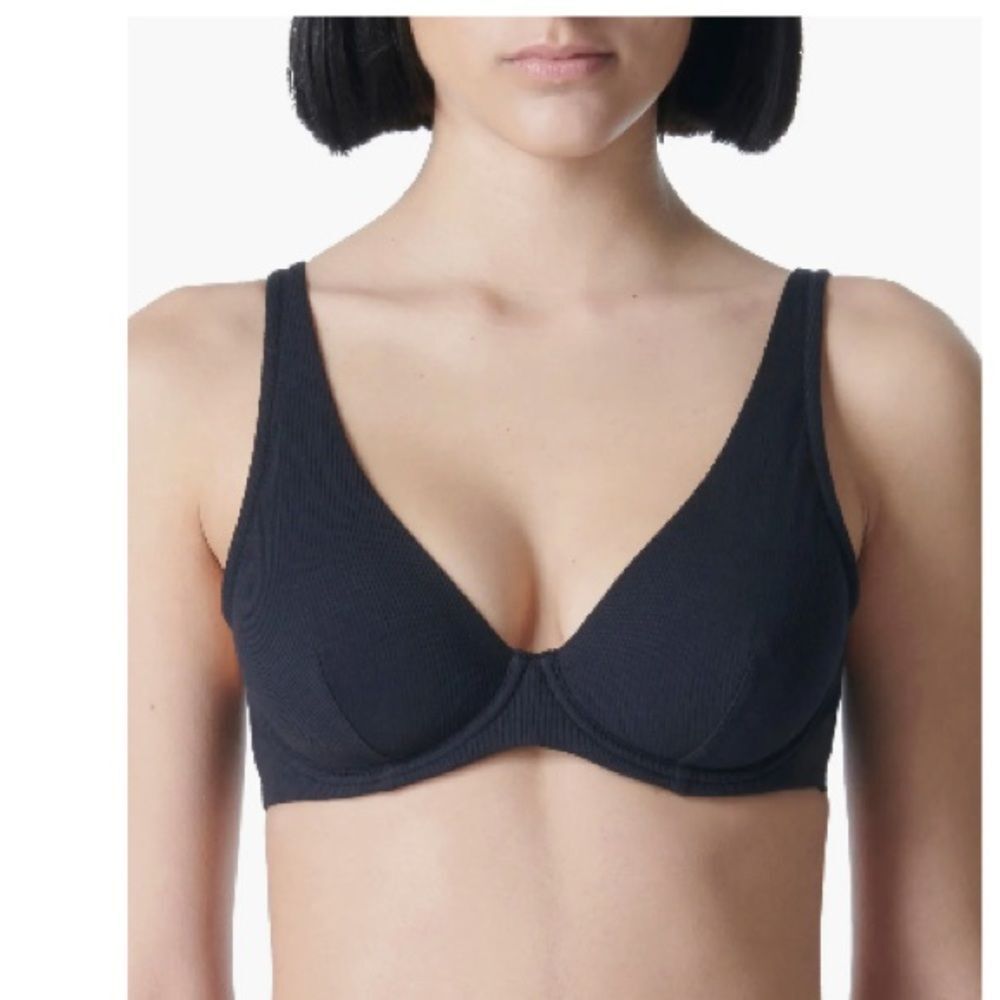Simone Perele Eugenie Plunge Underwire Bra, Black. INT size 34D, NWOT.